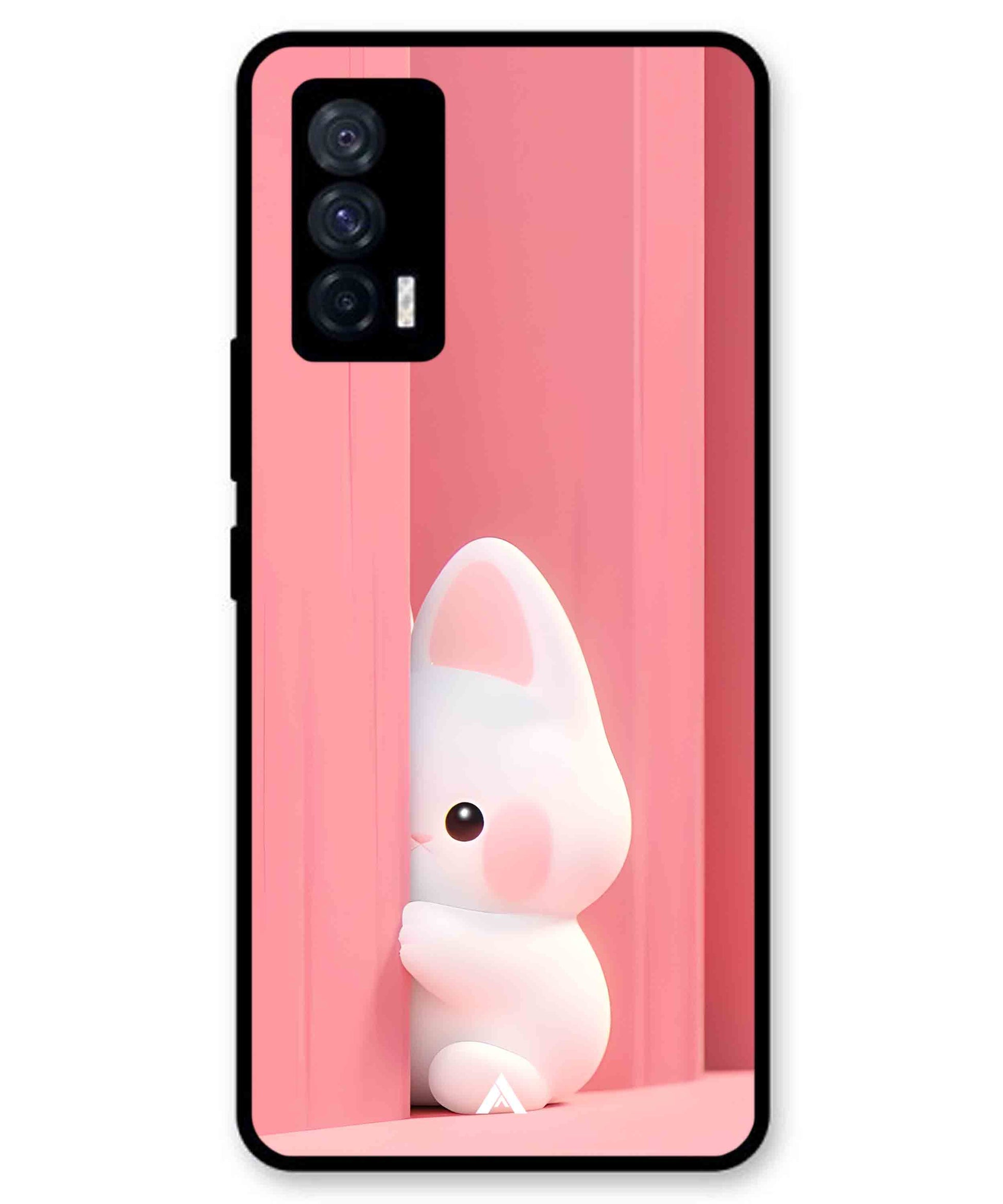Pink Bunny Metal Back Cover Phone Case for iQOO Neo 5