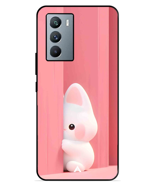 Pink Bunny Metal Back Cover Phone Case for iQOO Neo 5s