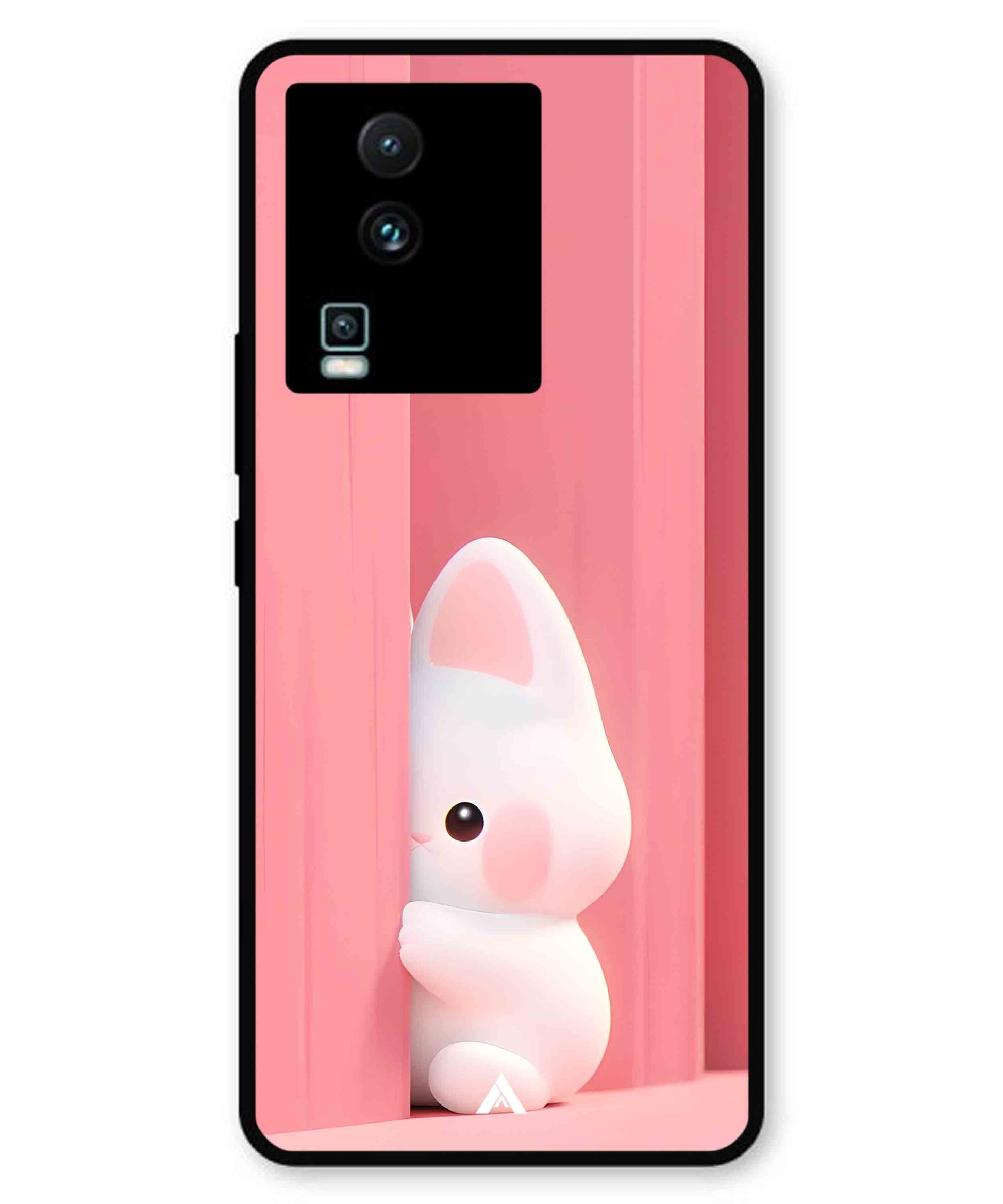 Pink Bunny Metal Back Cover Phone Case for iQOO Neo 7 Pro