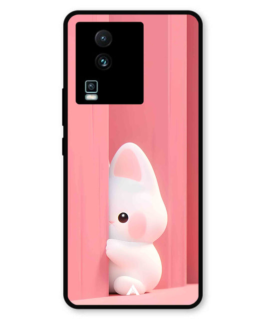Pink Bunny Metal Back Cover Phone Case for iQOO Neo 7 Pro