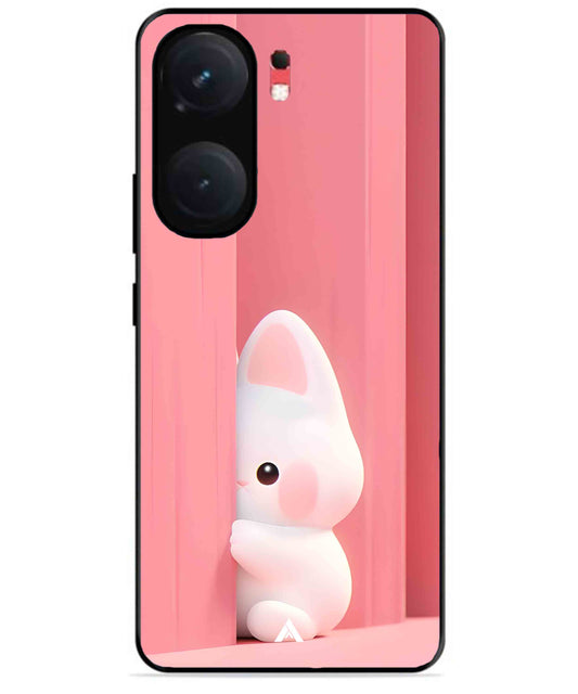 Pink Bunny Metal Back Cover Phone Case for iQOO Neo 9 Pro