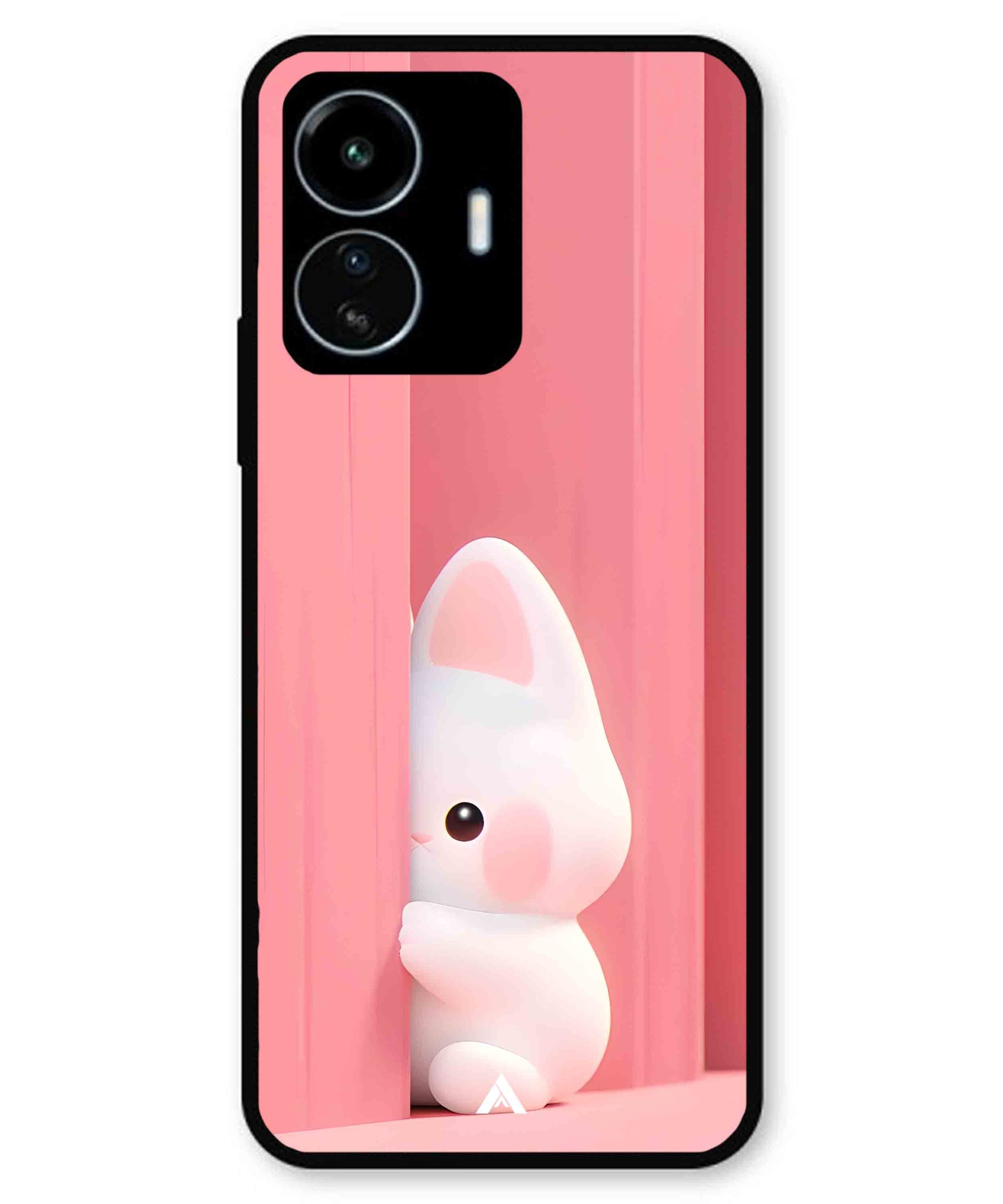 Pink Bunny Metal Back Cover Phone Case for iQOO Z6 Lite