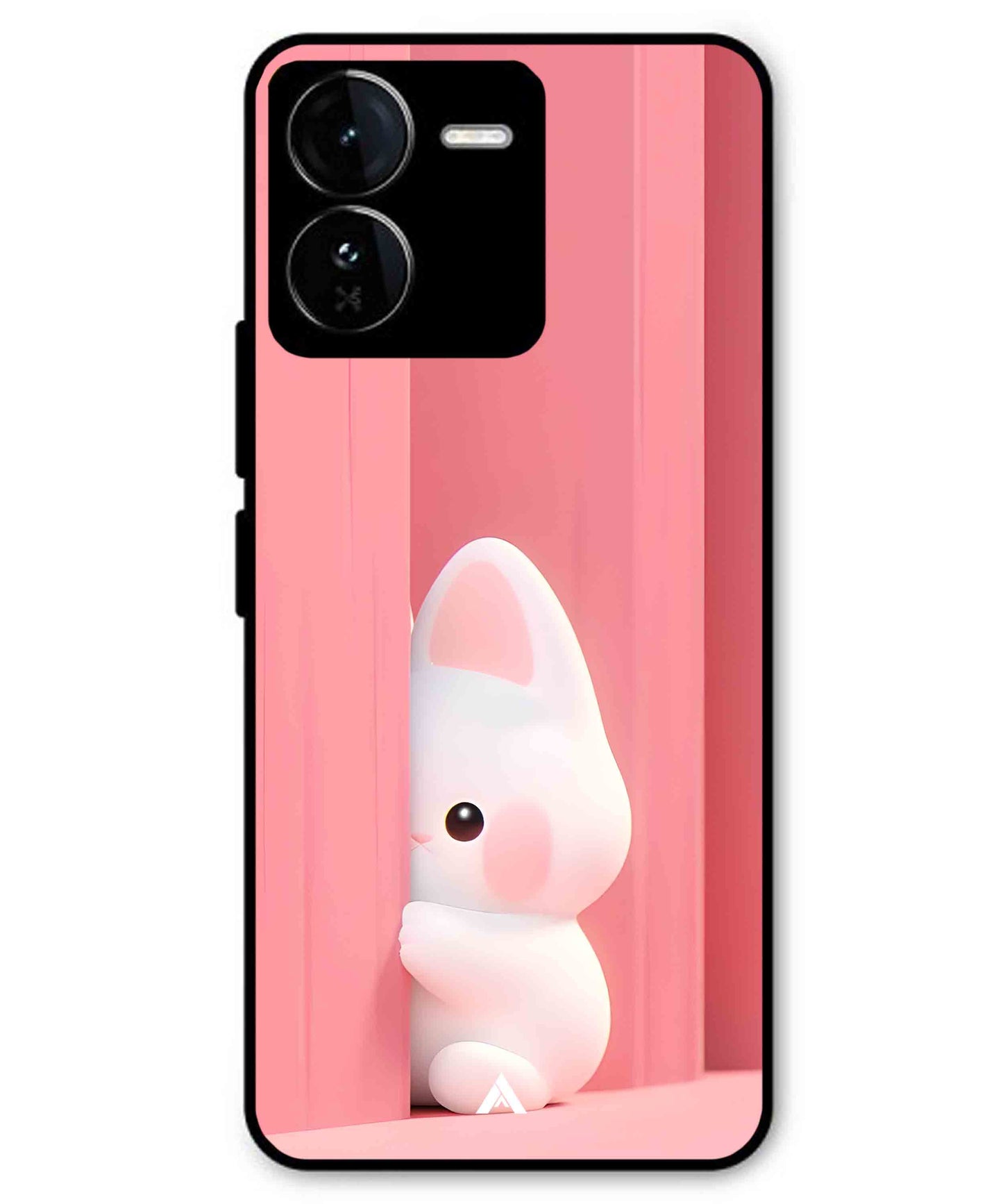 Pink Bunny Metal Back Cover Phone Case for iQOO Z9