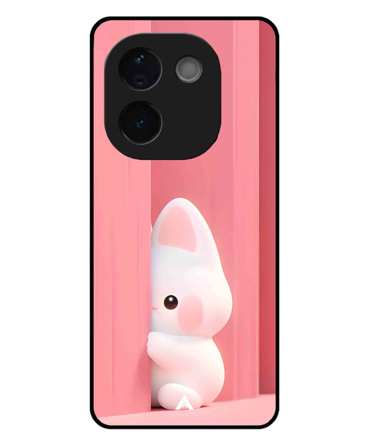 Pink Bunny Metal Back Cover Phone Case for iQOO Z9s Pro