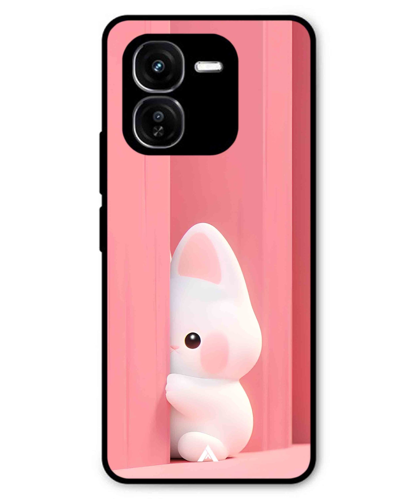 Pink Bunny Metal Back Cover Phone Case for iQOO Z9x