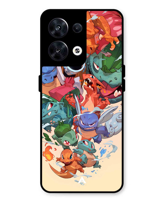 Pokemon Team 2 Metal Back Cover Phone Case for Oppo Reno 10 Pro