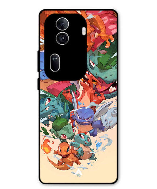 Pokemon Team 2 Metal Back Cover Phone Case for Oppo Reno 11 Pro