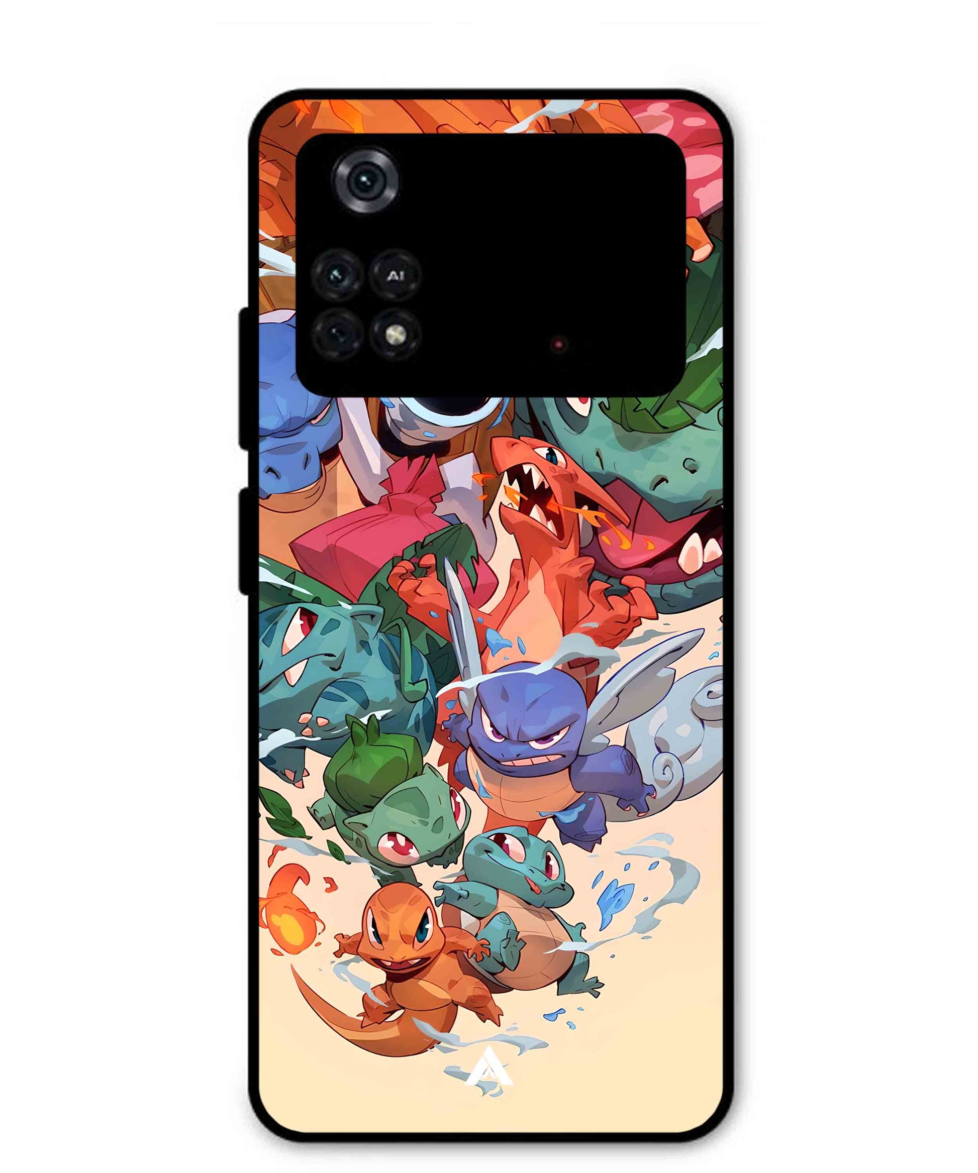 Pokemon Team 2 Metal Back Cover Phone Case for Poco M4 Pro 4G