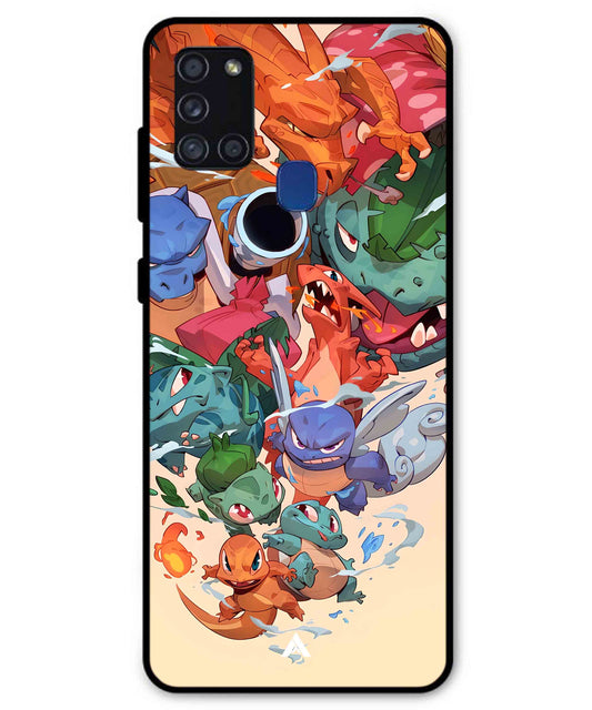 Pokemon Team 2 Metal Back Cover Phone Case for Samsung Galaxy A21s