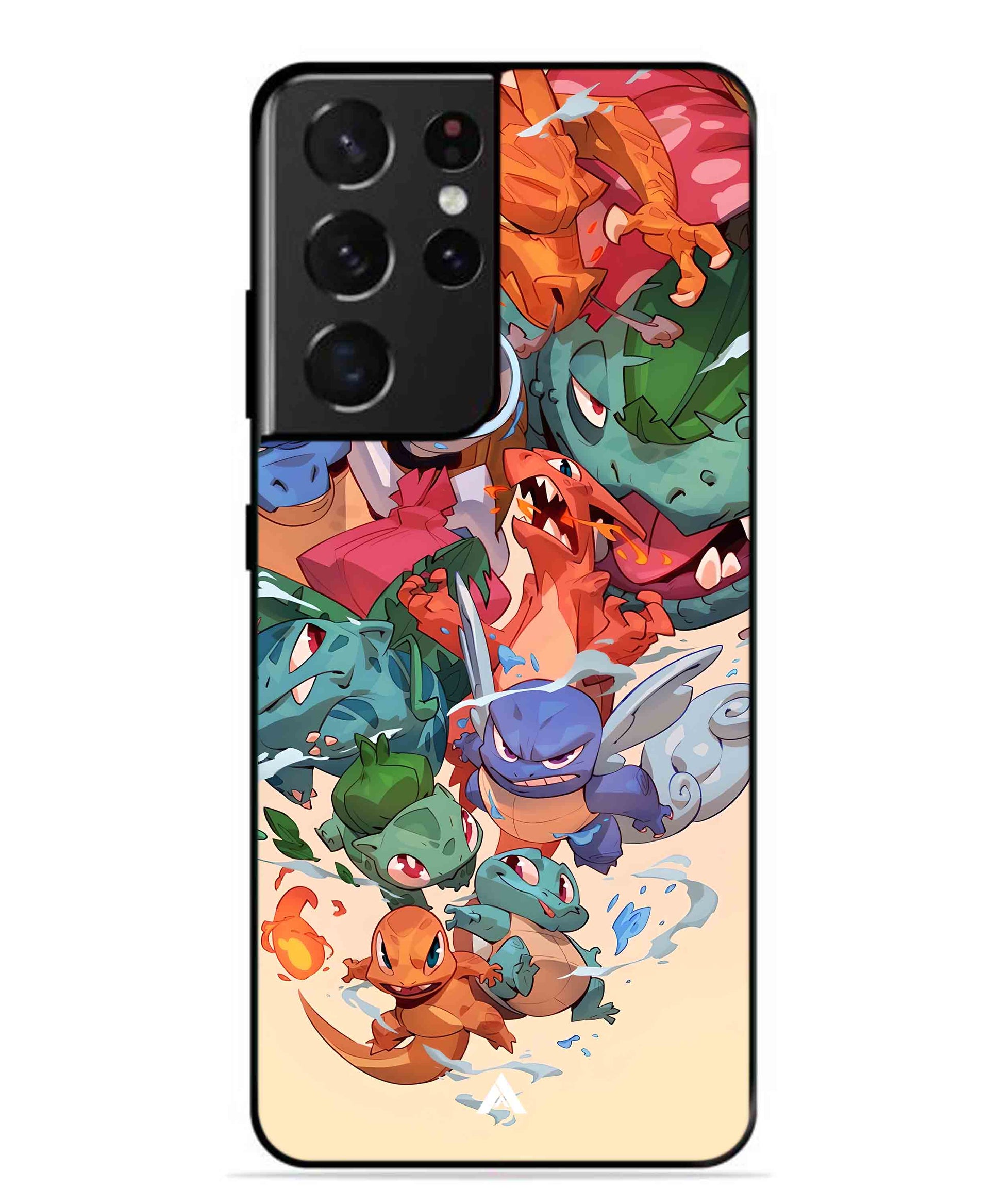 Pokemon Team 2 Metal Back Cover Phone Case for Samsung Galaxy S21 Ultra