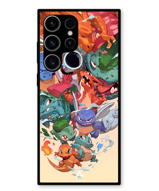 Pokemon Team 2 Metal Back Cover Phone Case for Samsung Galaxy S23 Ultra