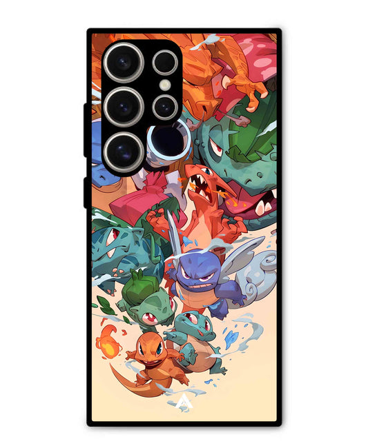 Pokemon Team 2 Metal Back Cover Phone Case for Samsung Galaxy S24 Ultra