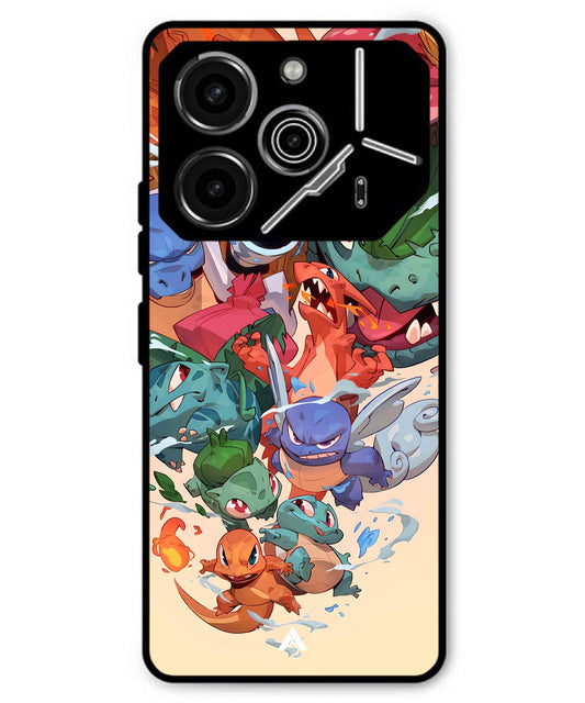Pokemon Team 2 Metal Back Cover Phone Case for Tecno Pova 6 Pro