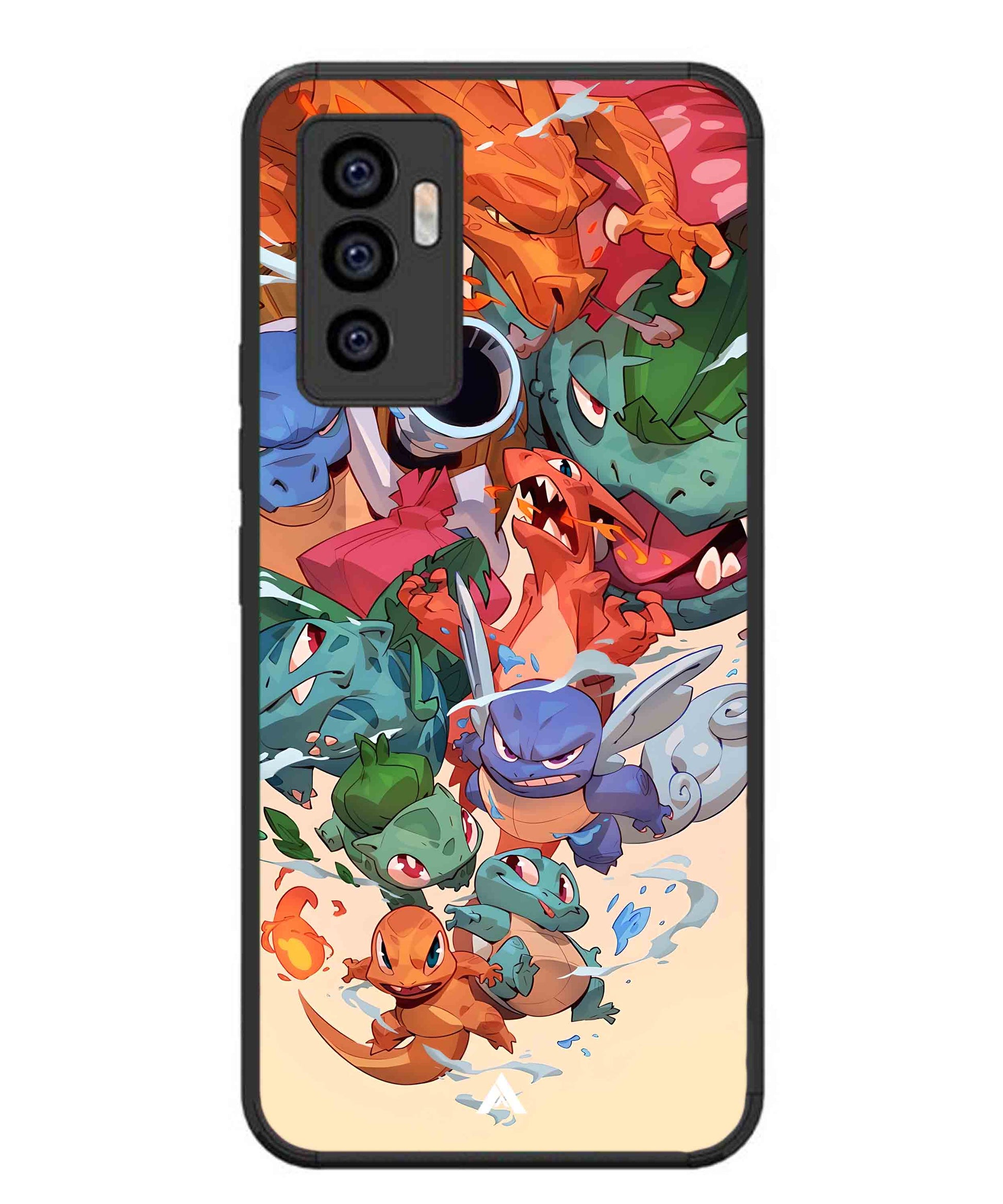 Pokemon Team 2 Metal Back Cover Phone Case for Vivo v23e