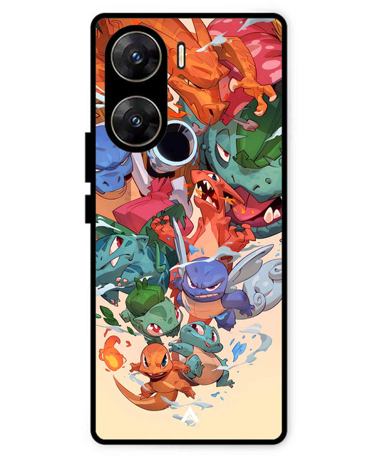 Pokemon Team 2 Metal Back Cover Phone Case for Vivo v29e