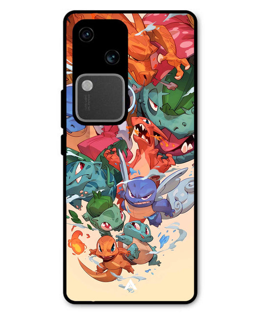 Pokemon Team 2 Metal Back Cover Phone Case for Vivo v30