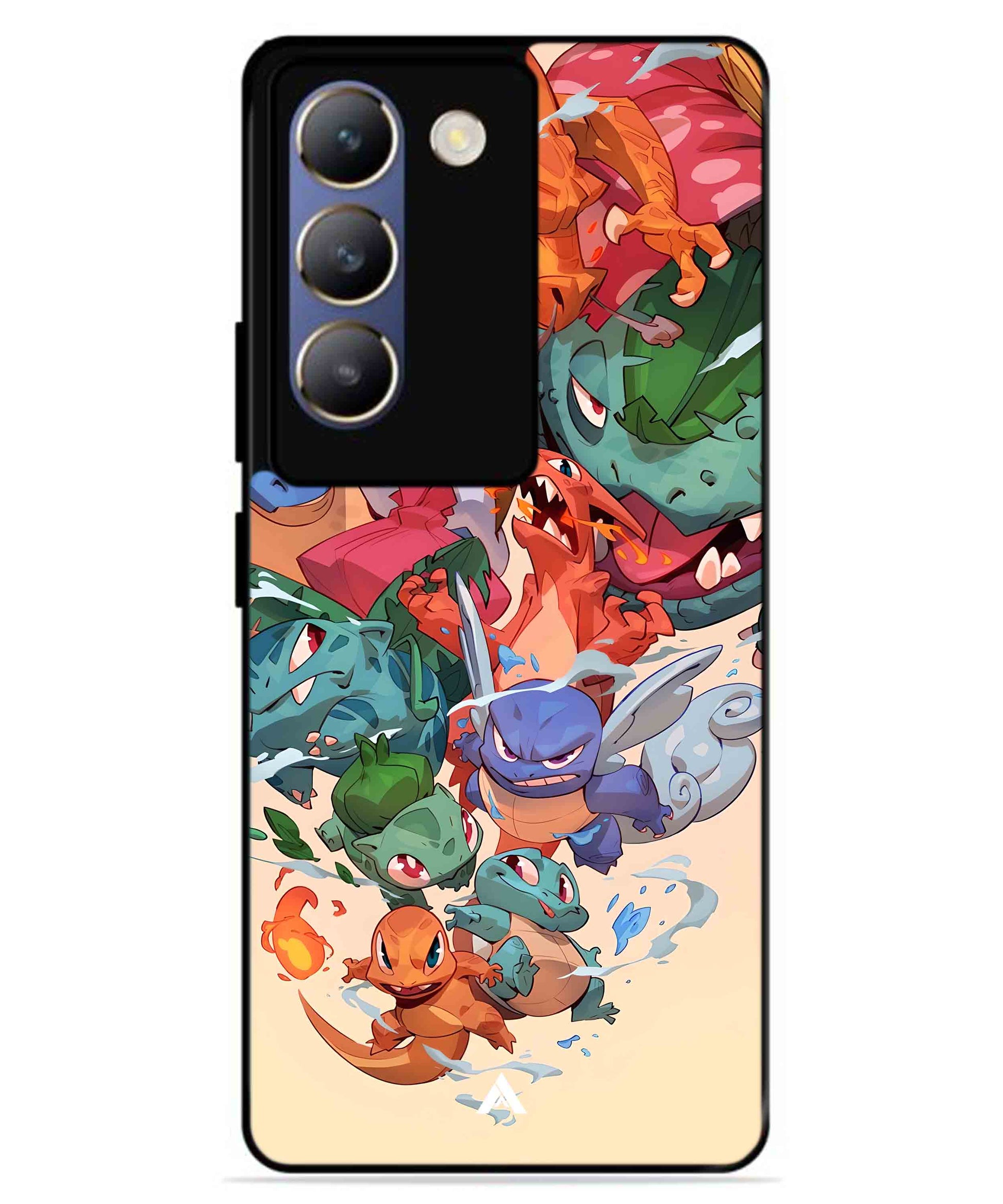 Pokemon Team 2 Metal Back Cover Phone Case for Vivo v30 Lite