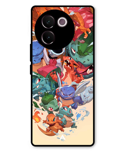 Pokemon Team 2 Metal Back Cover Phone Case for Vivo v30e