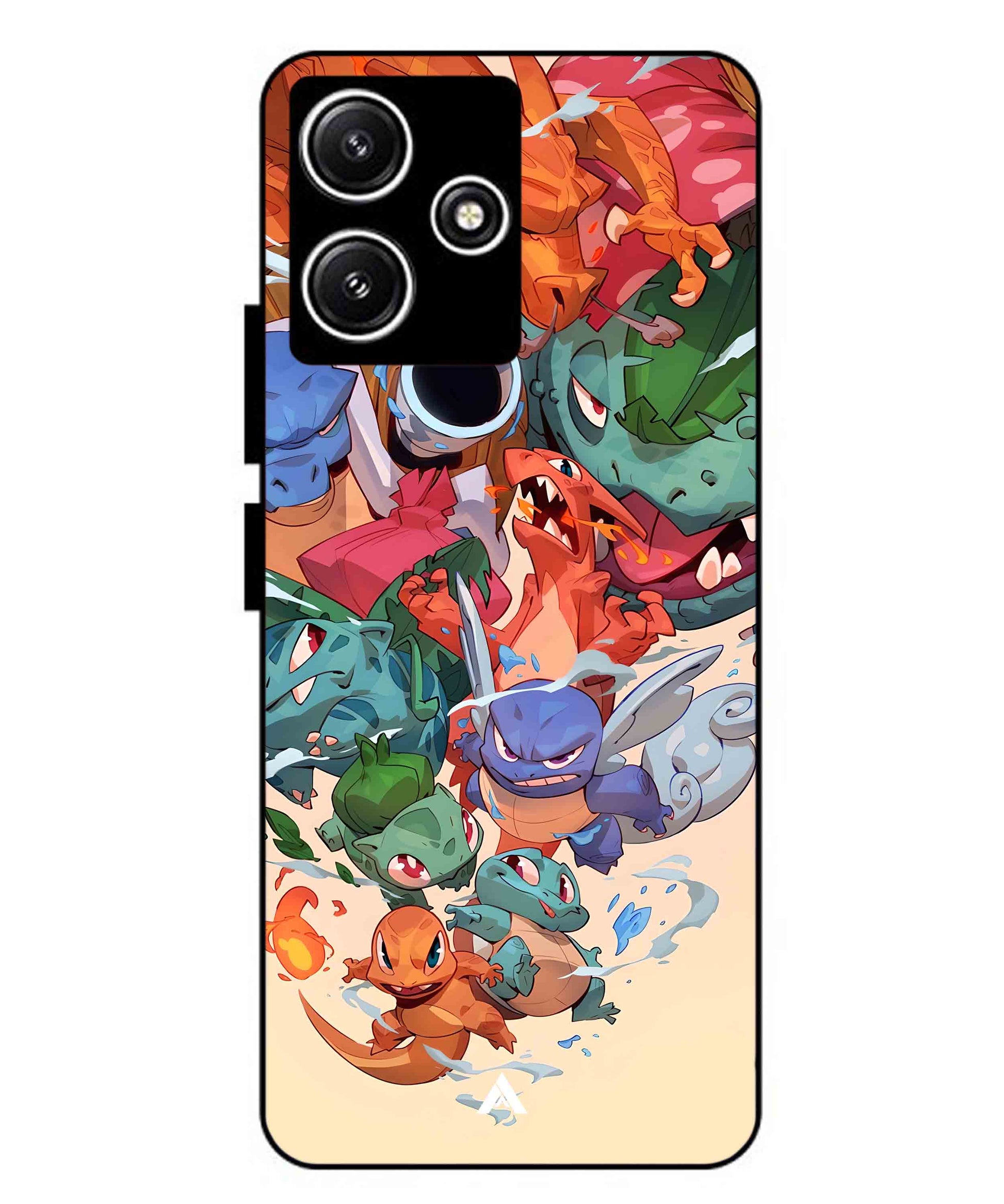 Pokemon Team 2 Metal Back Cover Phone Case for Xiaomi Redmi 12 5G
