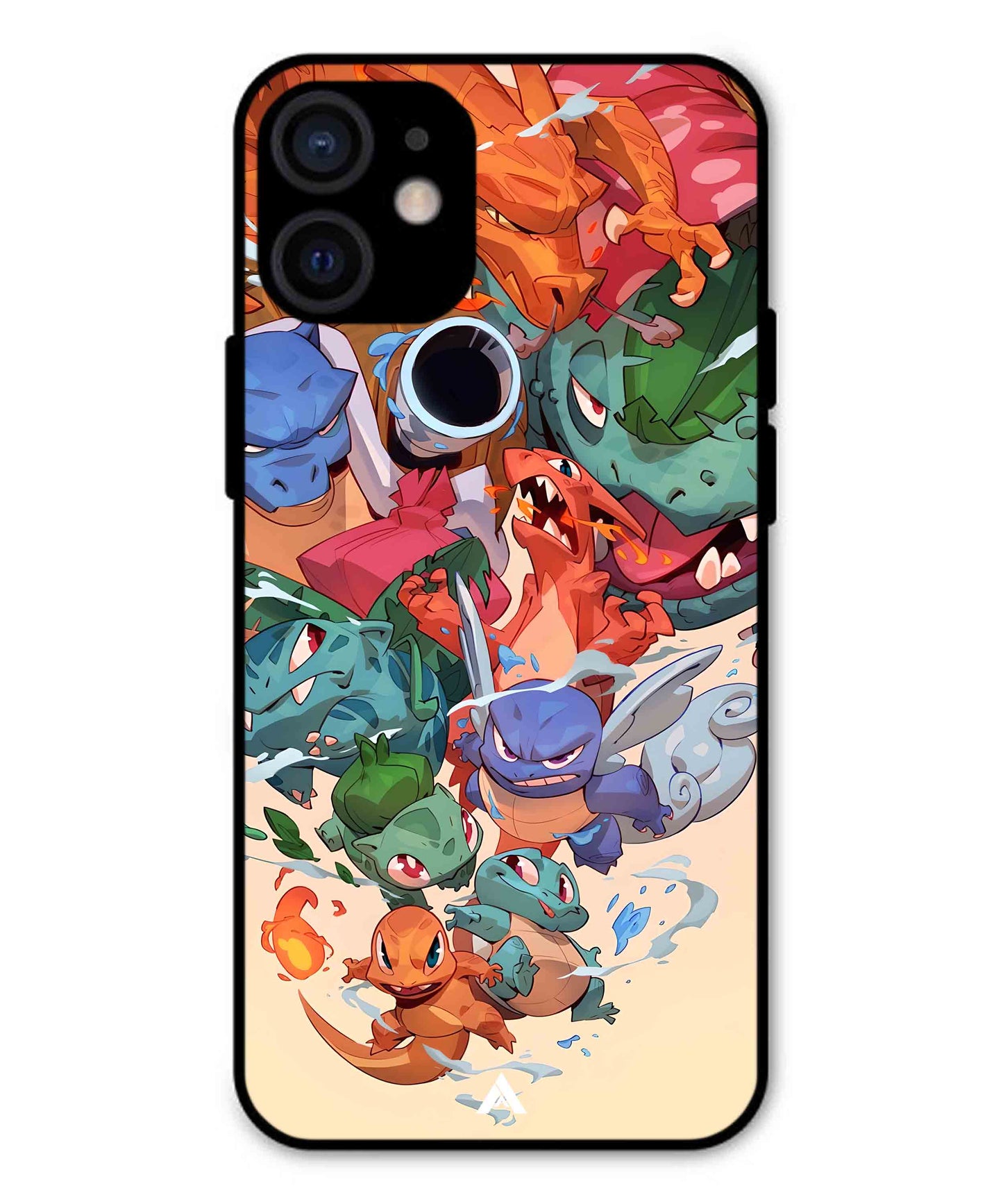 Pokemon Team 2 Metal Back Cover Phone Case for iPhone 12 Mini