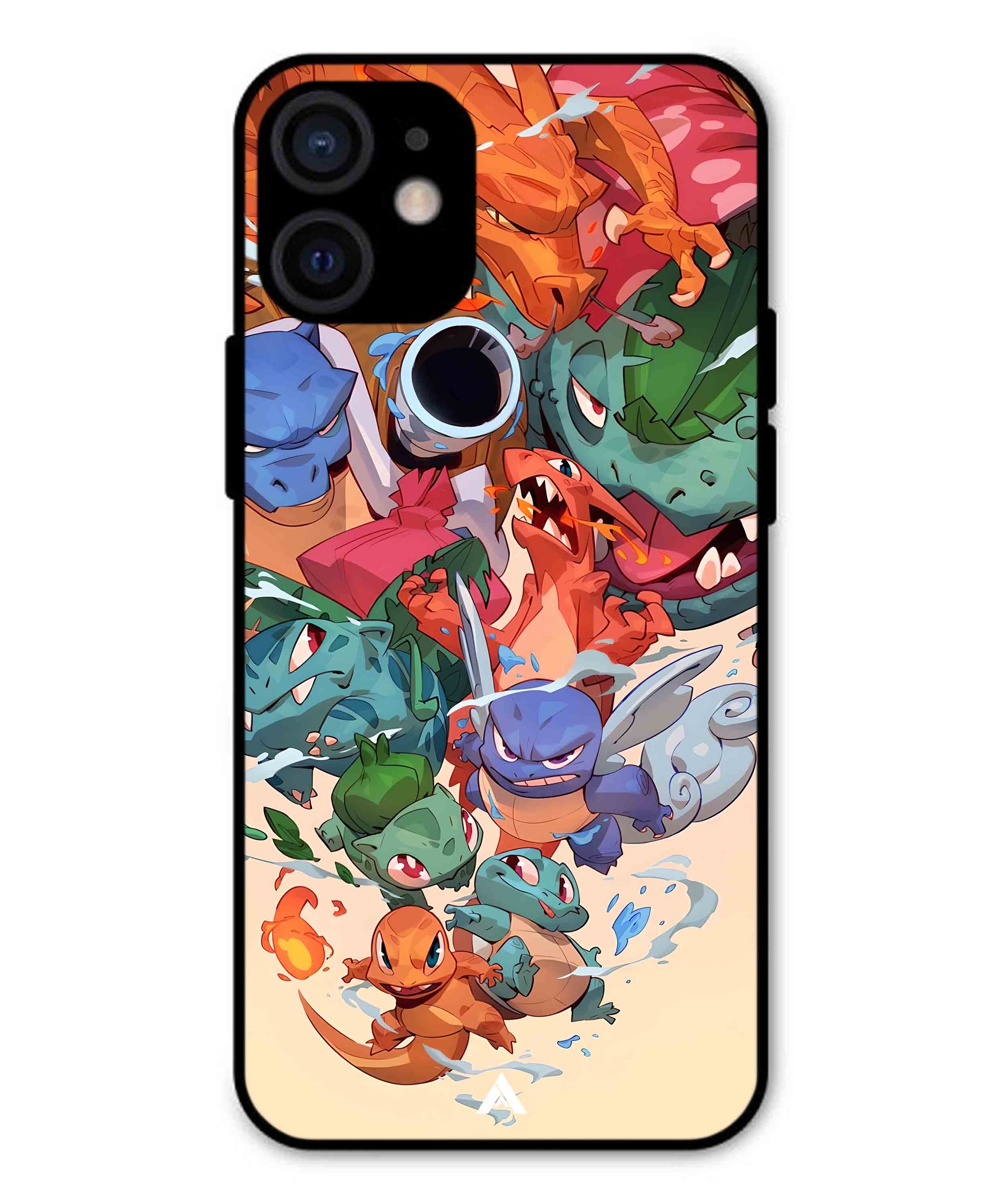 Pokemon Team 2 Metal Back Cover Phone Case for iPhone 12 Mini