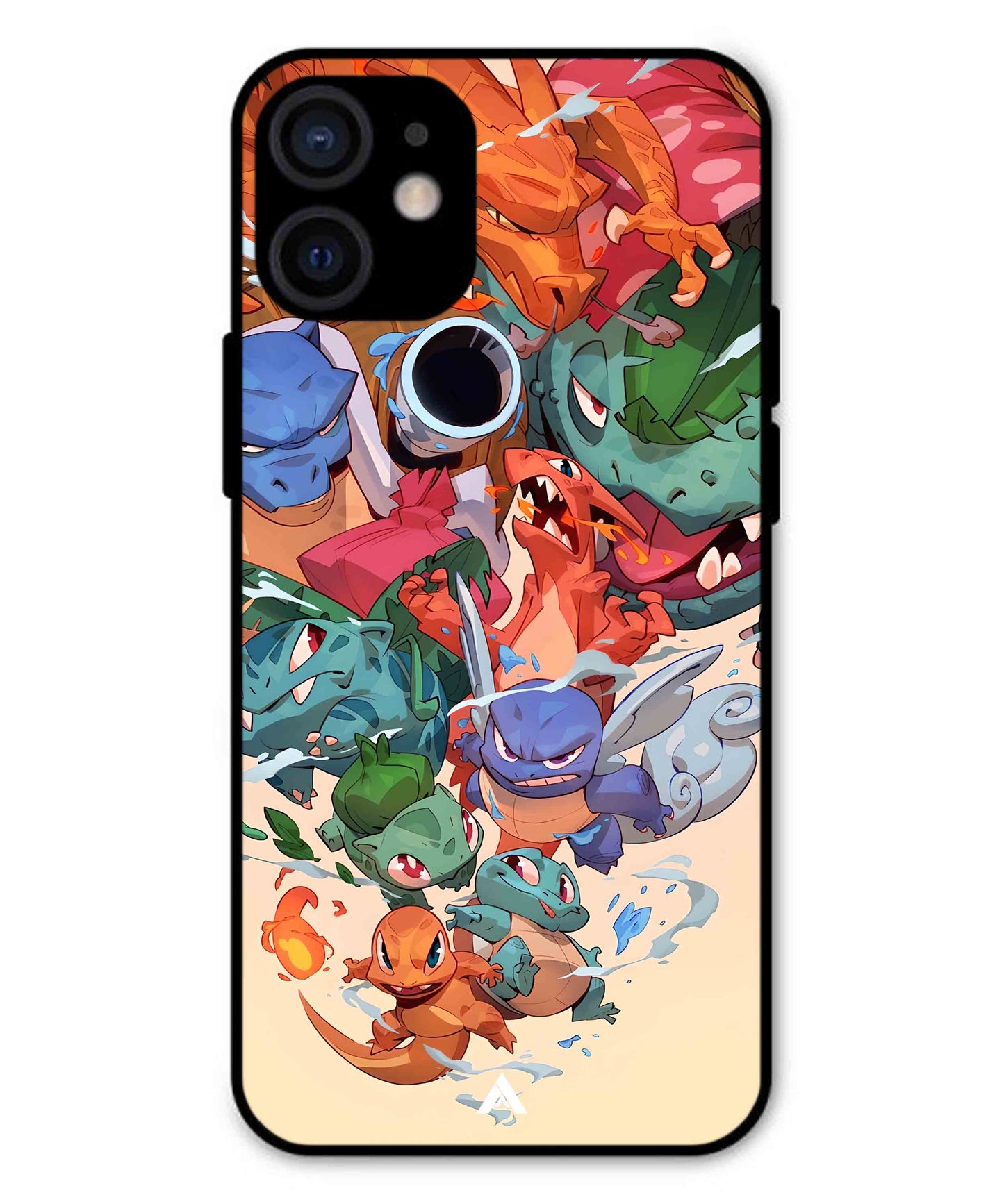 Pokemon Team 2 Metal Back Cover Phone Case for iPhone 13 Mini