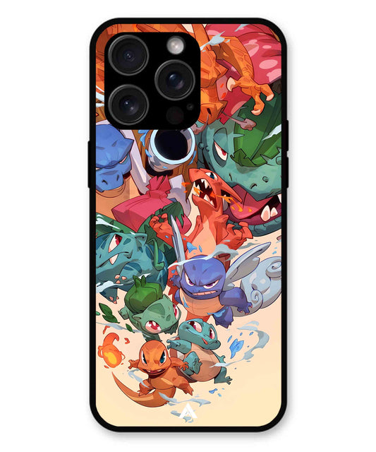 Pokemon Team 2 Metal Back Cover Phone Case for iPhone 13 Pro Max
