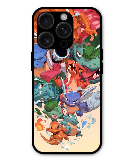 Pokemon Team 2 Metal Back Cover Phone Case for iPhone 14 Pro