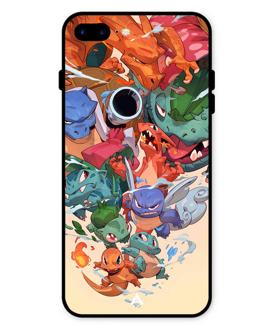 Pokemon Team 2 Metal Back Cover Phone Case for iPhone 8 Plus