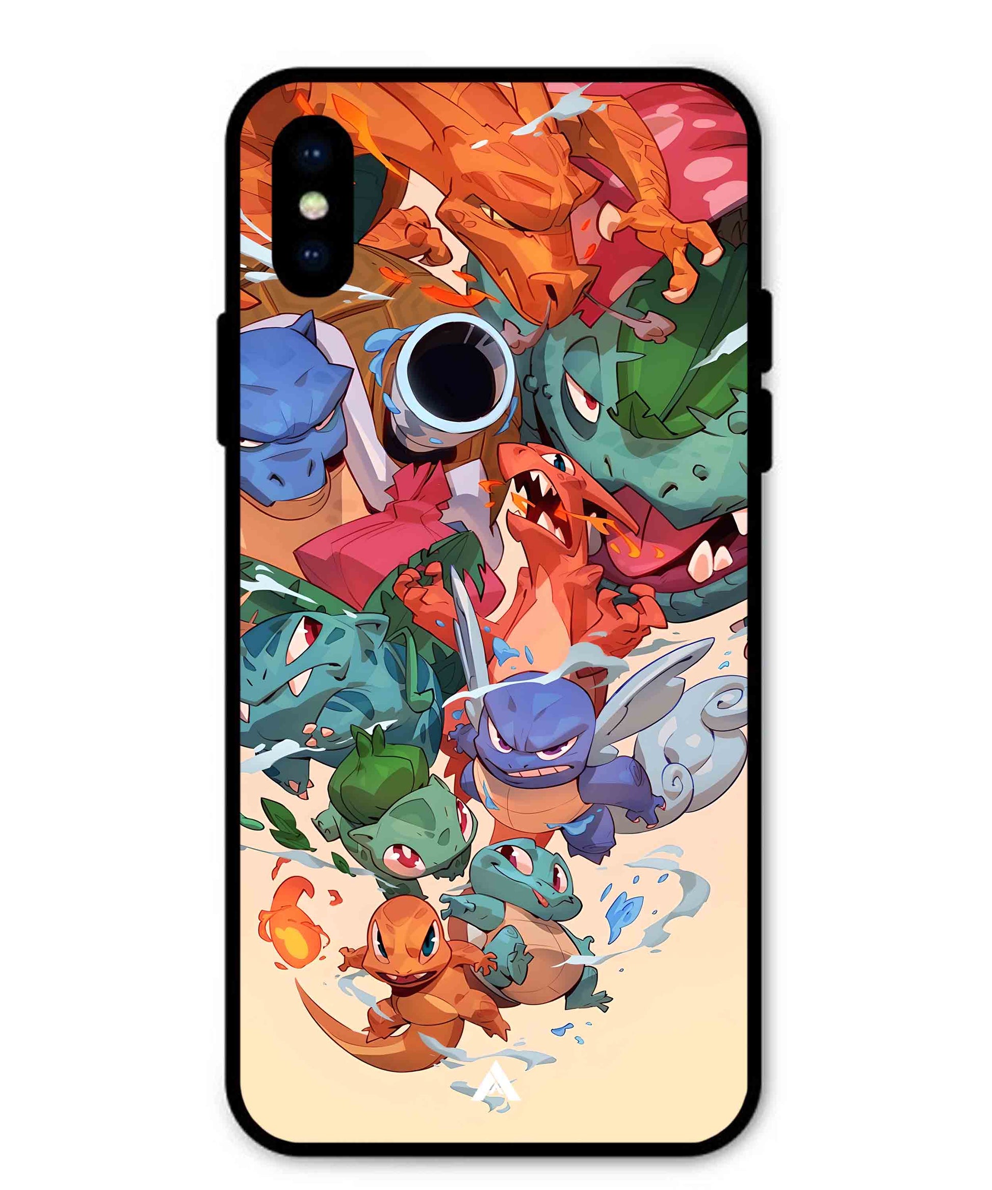 Pokemon Team 2 Metal Back Cover Phone Case for iPhone X