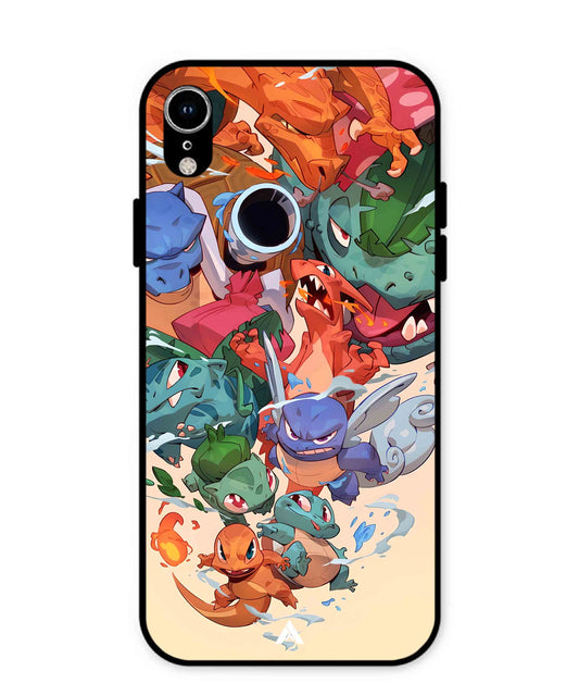 Pokemon Team 2 Metal Back Cover Phone Case for iPhone Xr