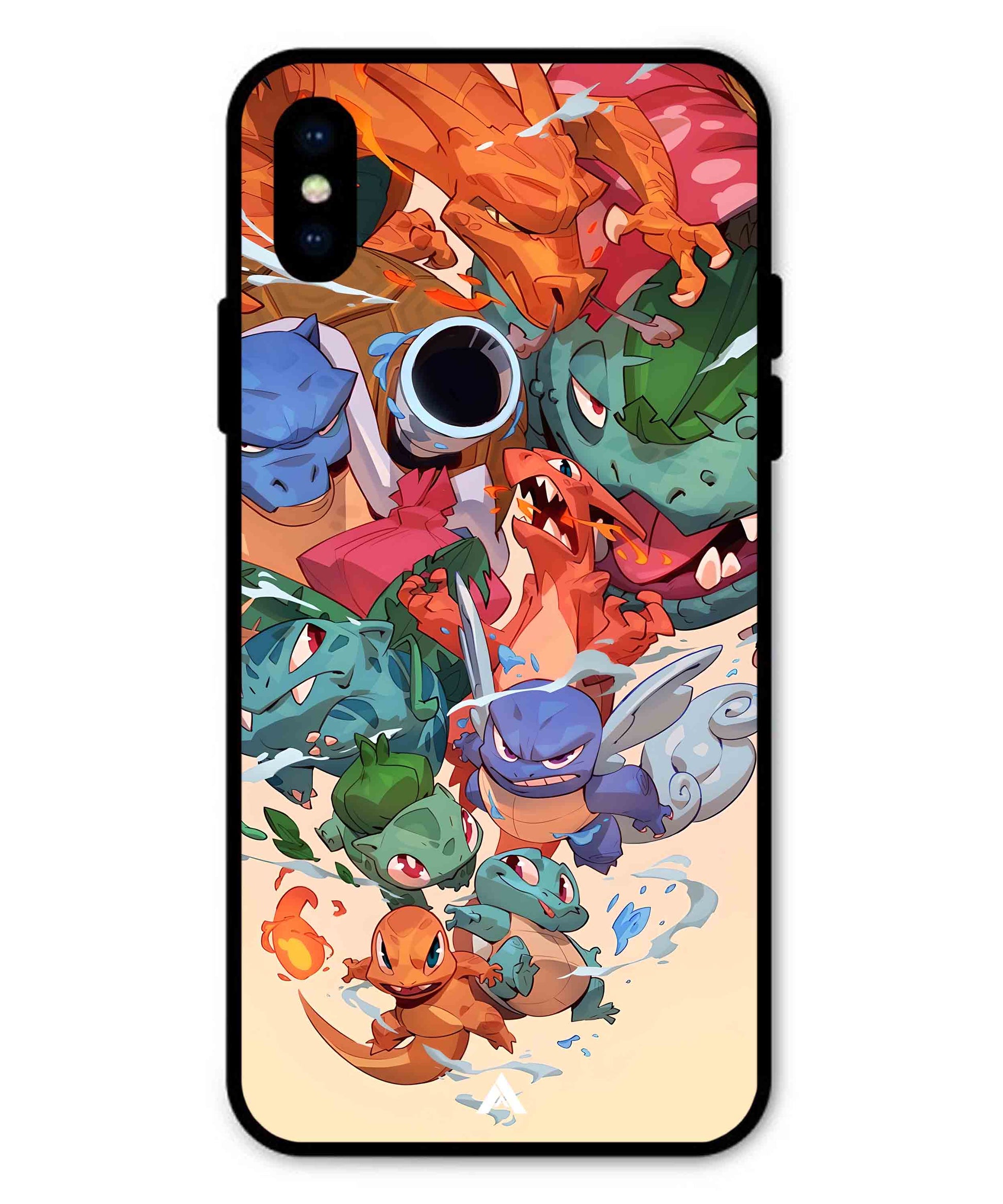Pokemon Team 2 Metal Back Cover Phone Case for iPhone Xs