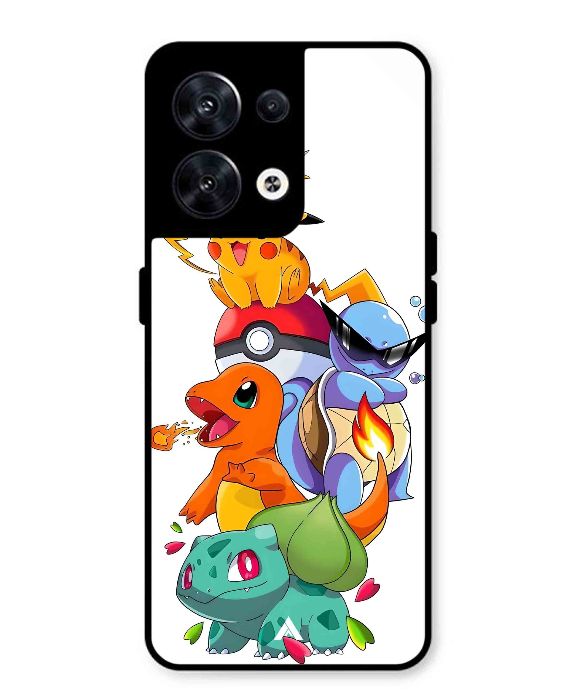 Pokemon Team Metal Back Cover Phone Case for Oppo Reno 8