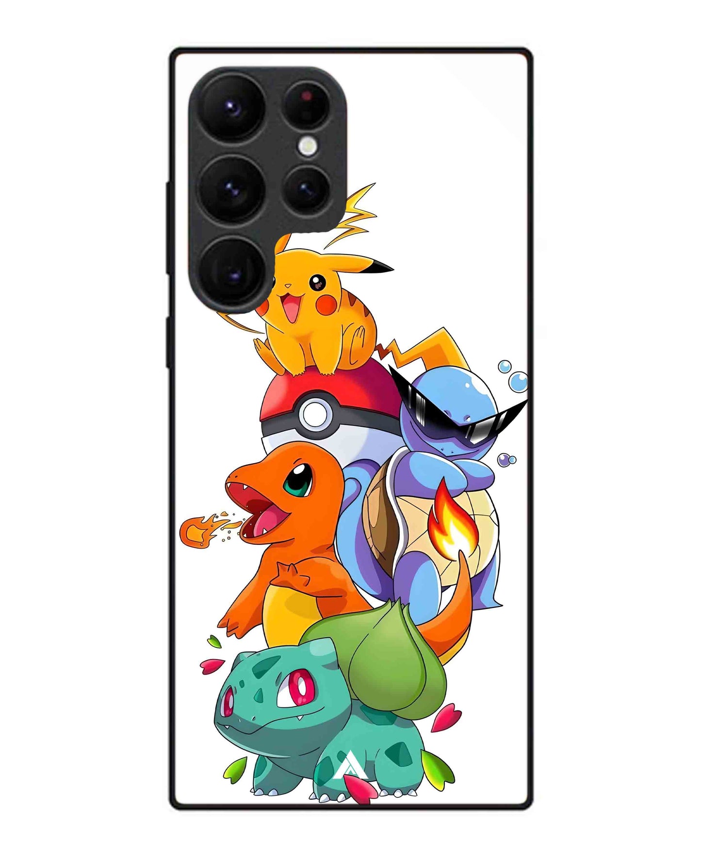 Pokemon Team Metal Back Cover Phone Case for Samsung Galaxy S22 Ultra