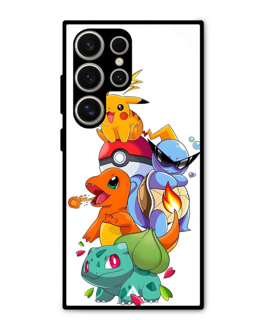 Pokemon Team Metal Back Cover Phone Case for Samsung Galaxy S24 Ultra