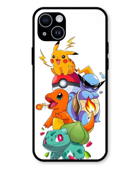 Pokemon Team Metal Back Cover Phone Case for iPhone 15 Plus
