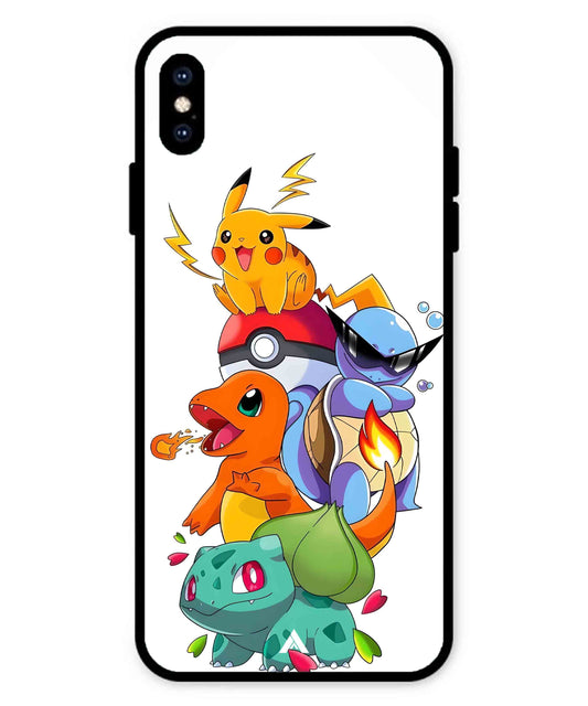 Pokemon Team Metal Back Cover Phone Case for iPhone Xs Max