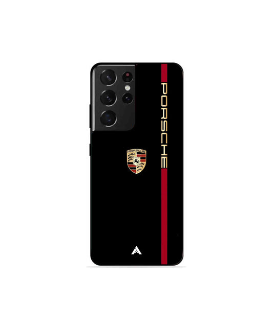 Porsche 01 Metal Back Cover Phone Case for Samsung Galaxy S21 Ultra