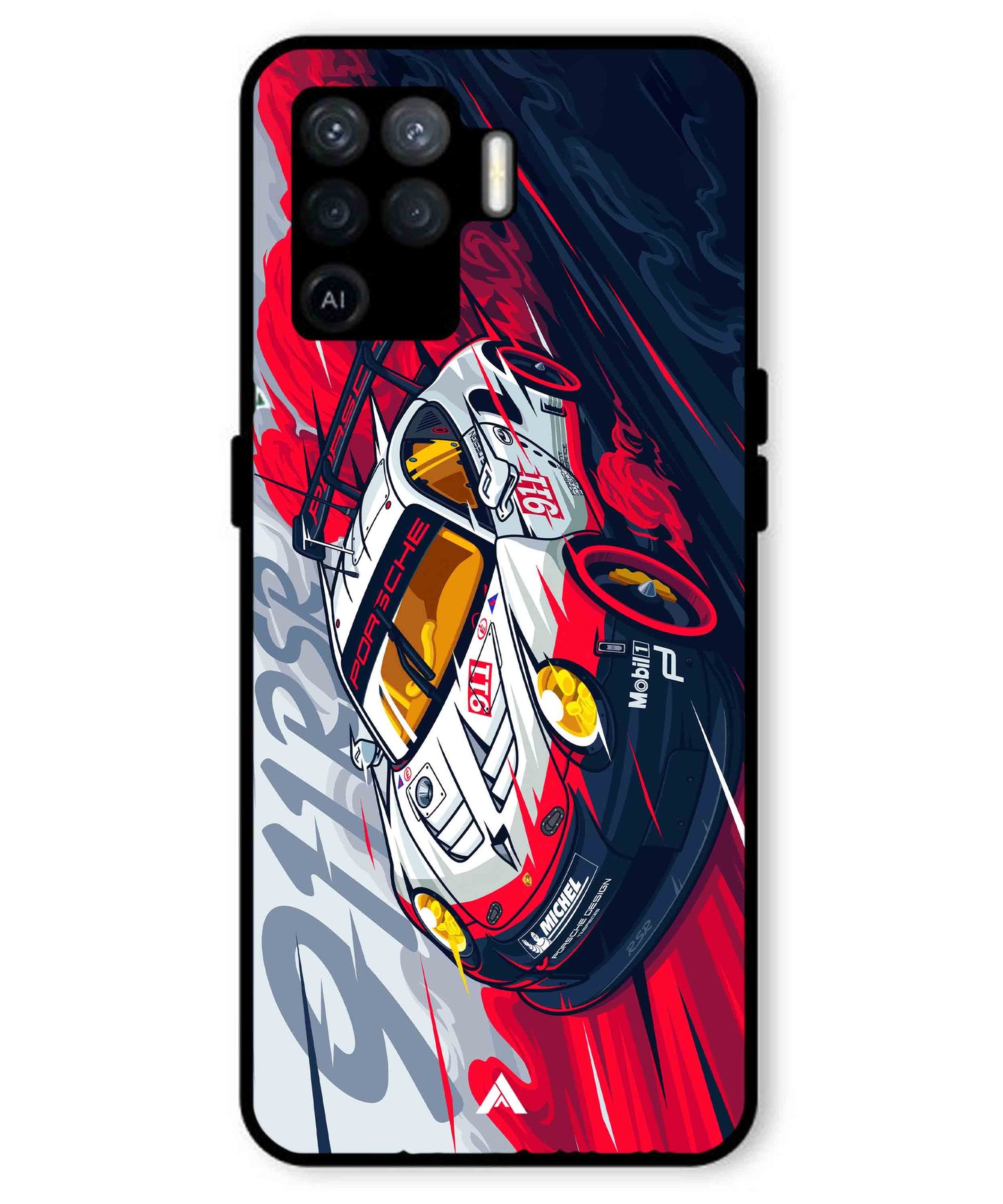 Porsche 911 Car Metal Back Cover Phone Case for Oppo F19 Pro