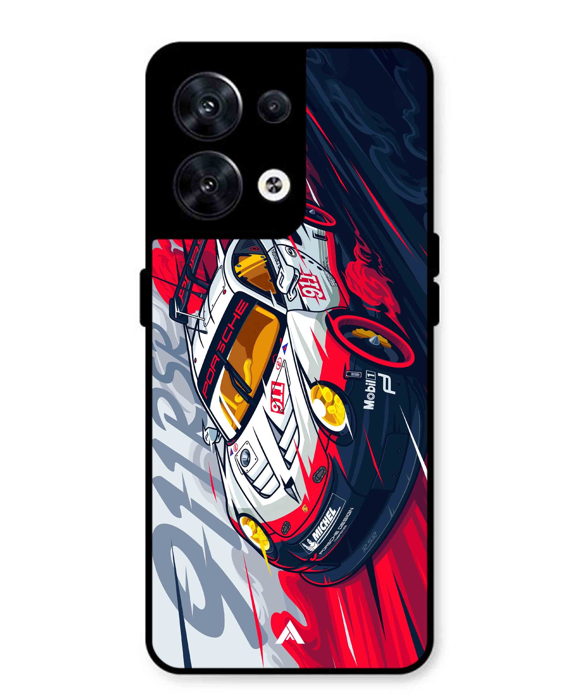 Porsche 911 Car Metal Back Cover Phone Case for Oppo Reno 8