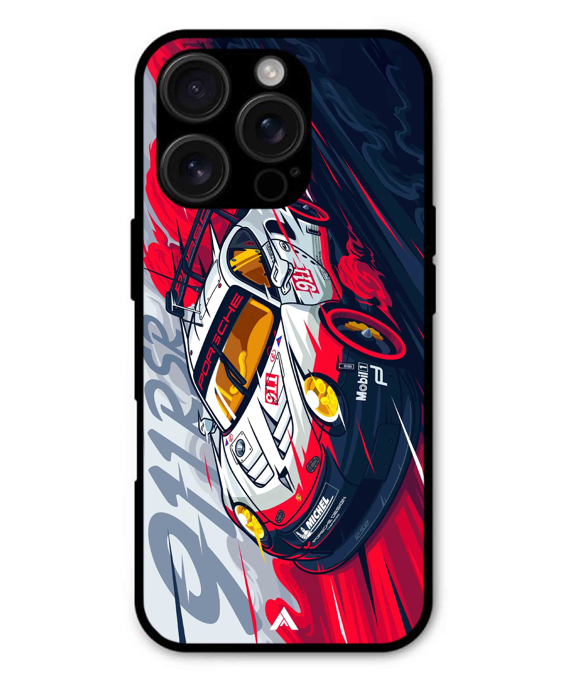 Porsche 911 Car Metal Back Cover Phone Case for iPhone 14 Pro