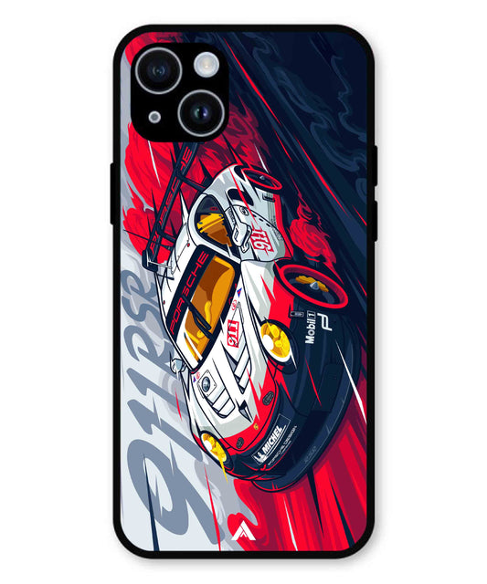 Porsche 911 Car Metal Back Cover Phone Case for iPhone 15 Plus