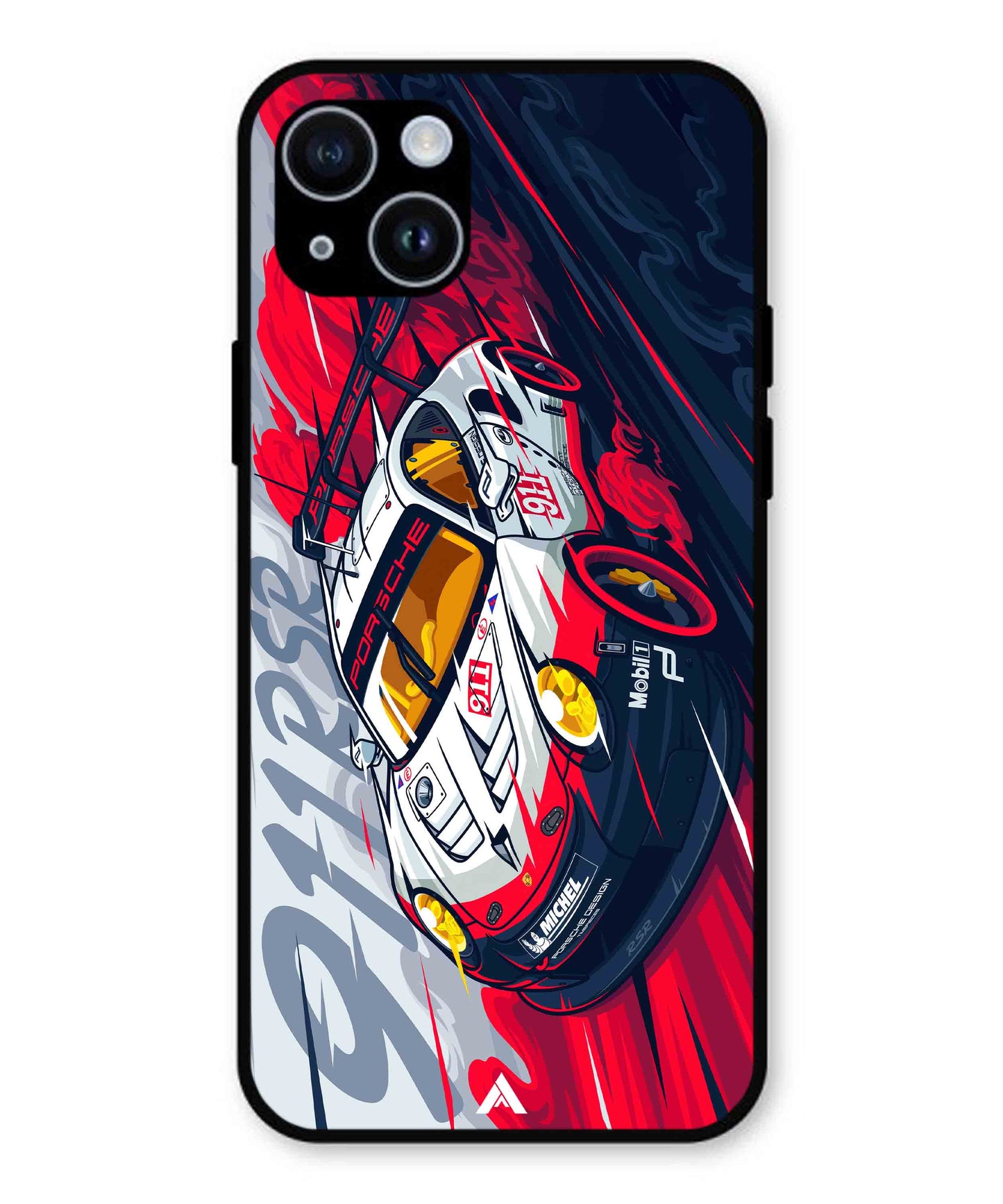 Porsche 911 Car Metal Back Cover Phone Case for iPhone 15