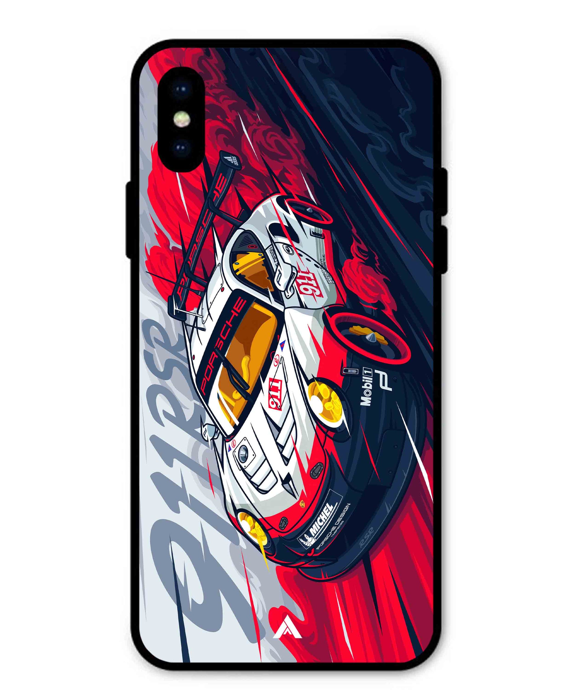 Porsche 911 Car Metal Back Cover Phone Case for iPhone X