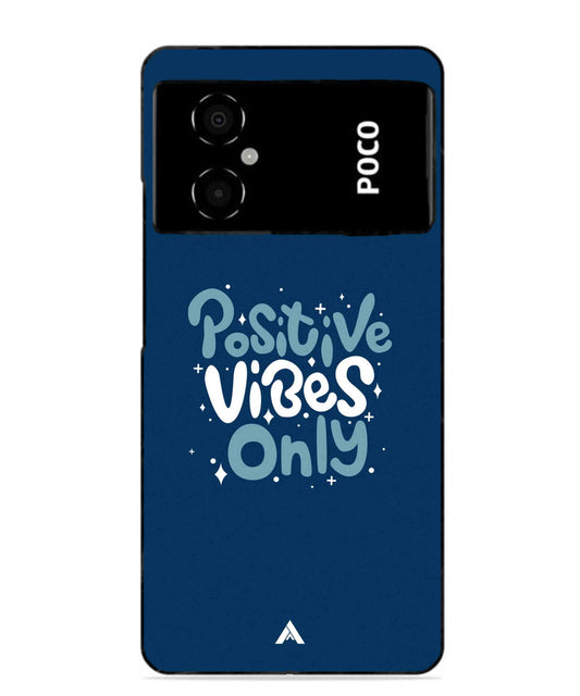 Positive Vibes Only Metal Back Cover Phone Case for Poco M4 5G