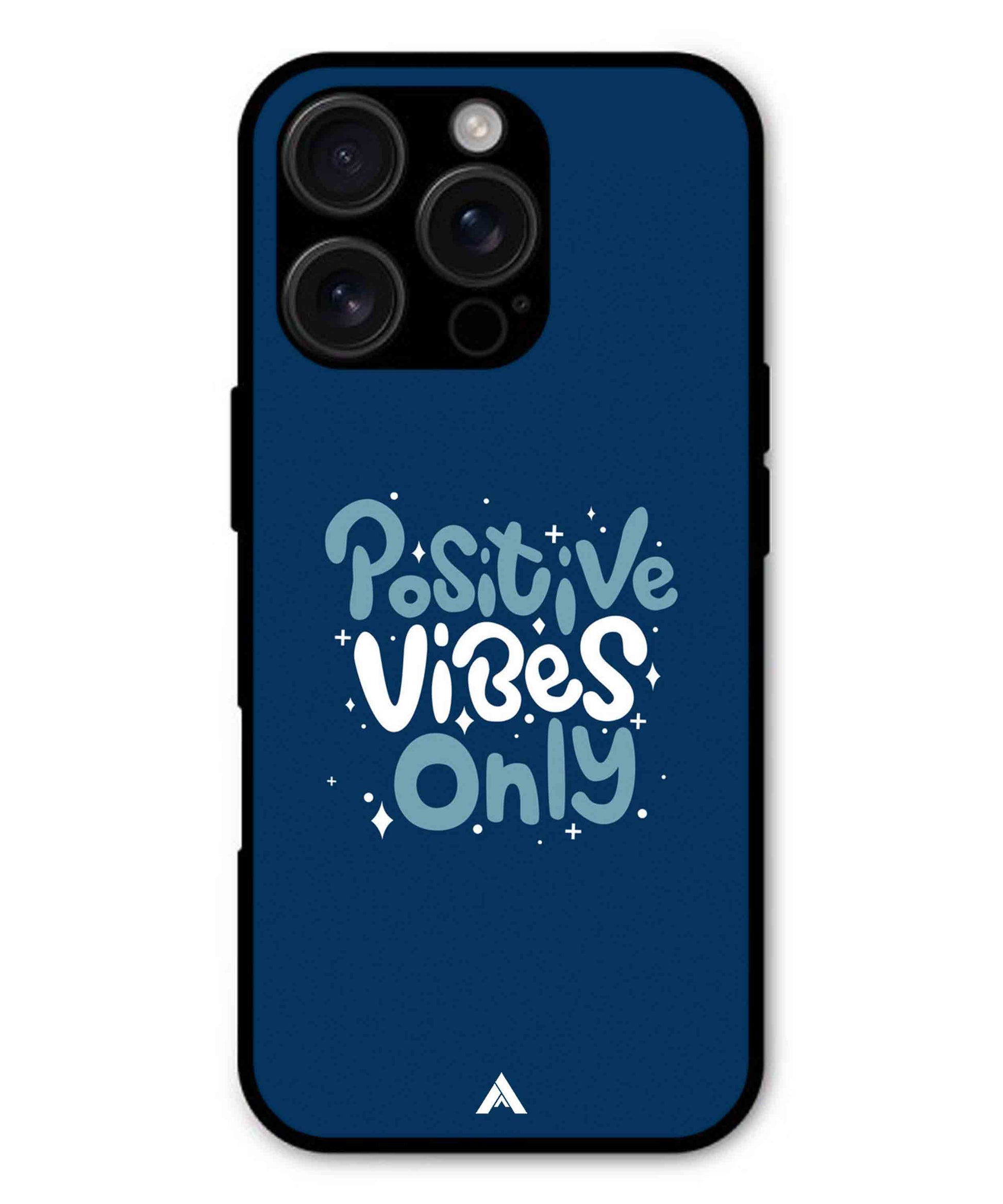 Positive Vibes Only Metal Back Cover Phone Case for iPhone 14 Pro