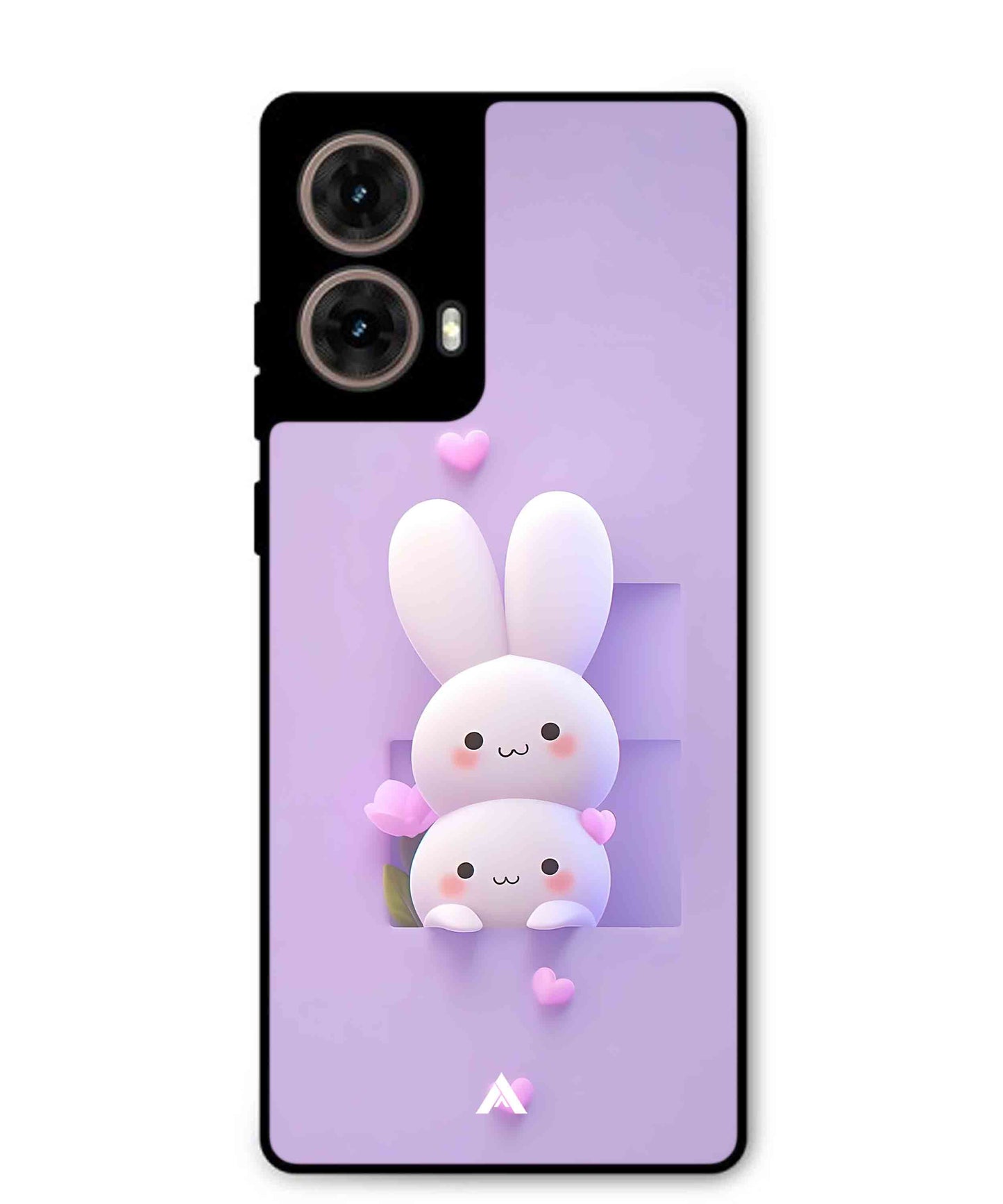Purple Bunnies Metal Back Cover Phone Case for Moto Edge 50 Fusion