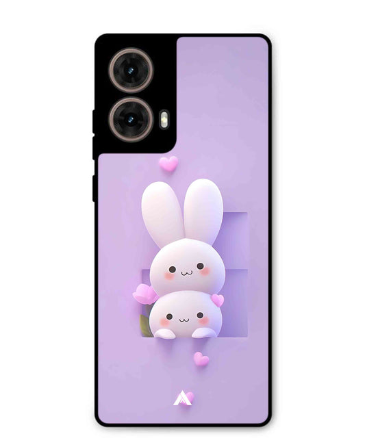 Purple Bunnies Metal Back Cover Phone Case for Moto Edge 50 Fusion