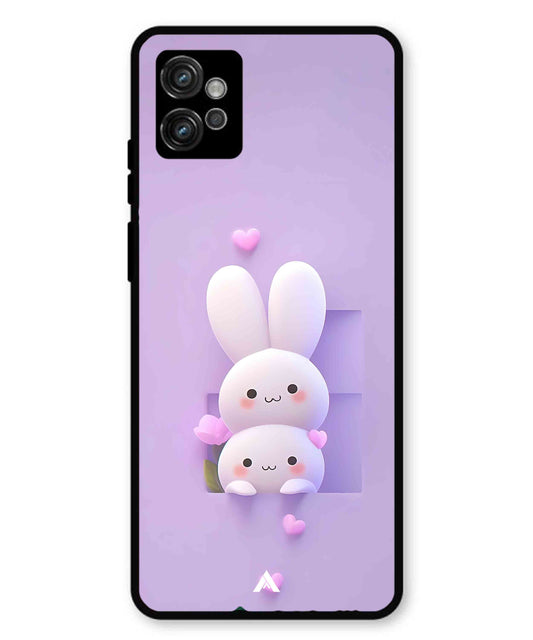 Purple Bunnies Metal Back Cover Phone Case for Moto G32