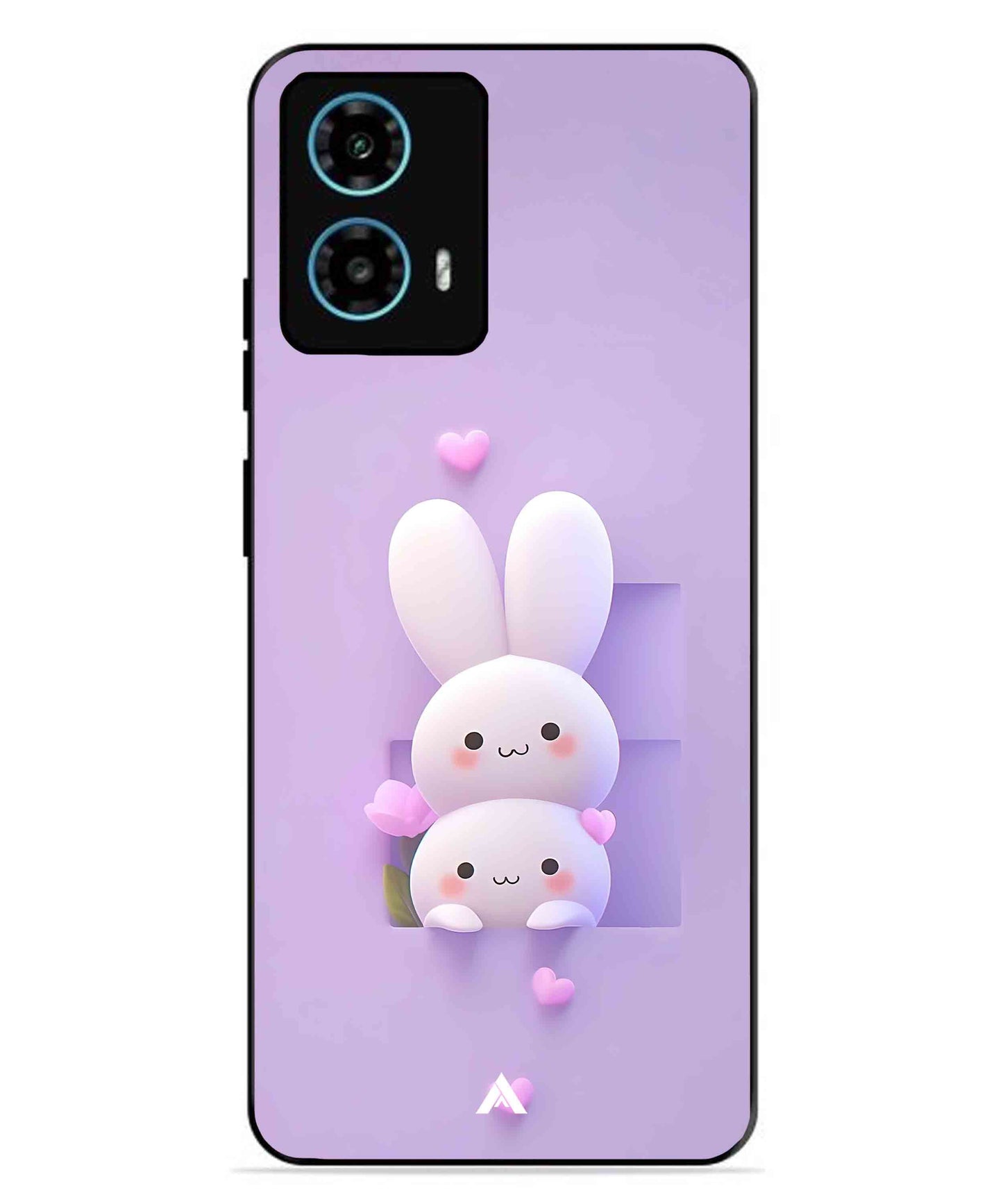 Purple Bunnies Metal Back Cover Phone Case for Moto G34